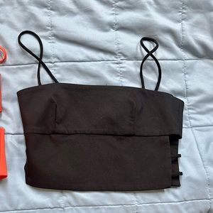 NWOT Black Zara Crop Top Tank XS with Slits